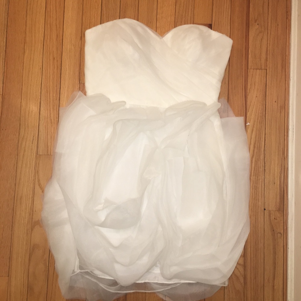 White Belt Ruffle Cocktail Dress